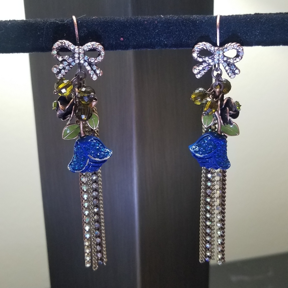 Betsey Johnson Crystal Bow Earrings